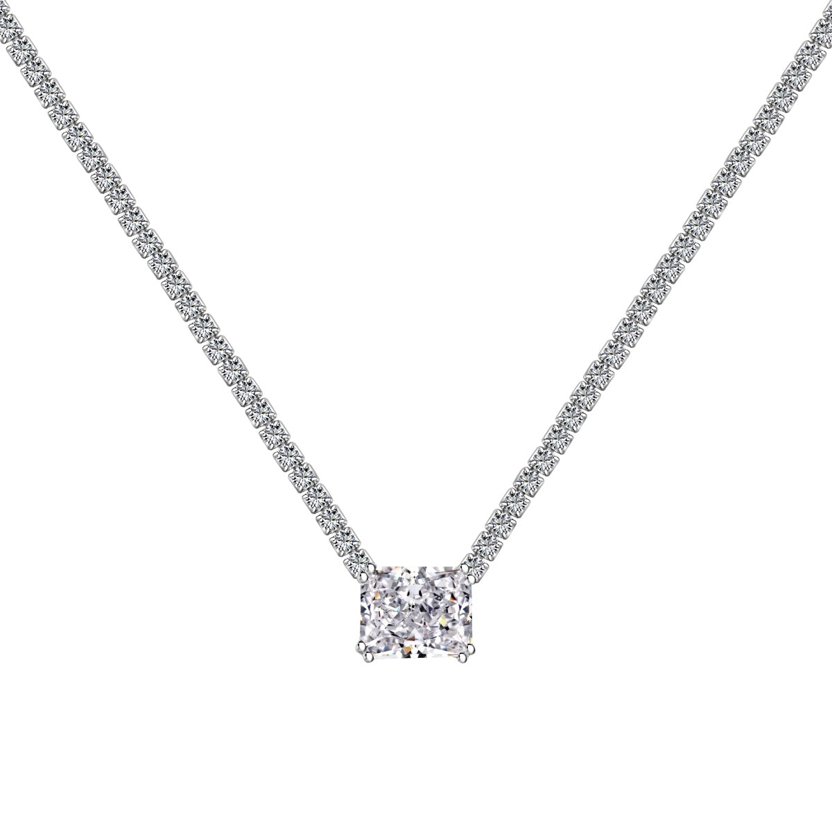 [Radiant Jewelry]4.0 Carat Elegant Radiant Cut Necklace
