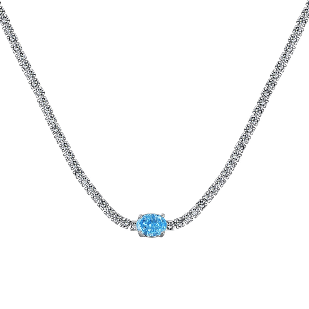 [Radiant Jewelry]1.0 Carat Shining Oval Cut Necklace