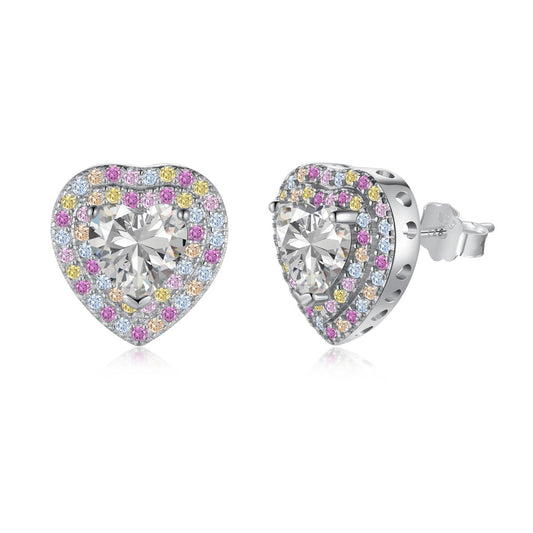[Spark Jewelry]Dazzling Heart Shape Lover Earrings