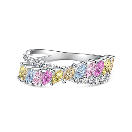 [Spark Jewelry]Unique Colorful Marquise Cut Daily Ring