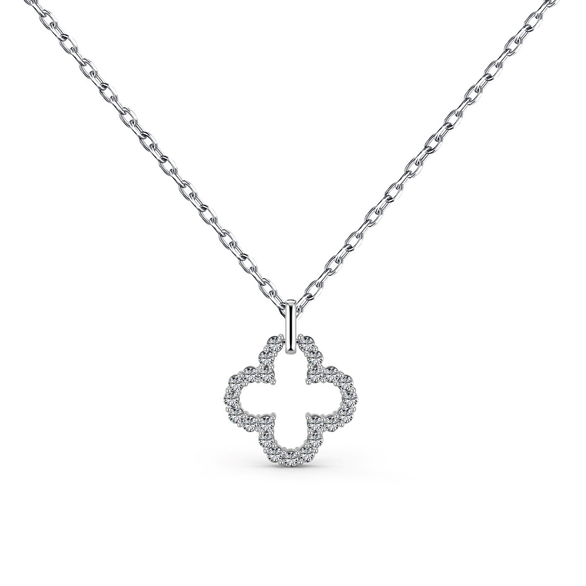 [Radiant Jewelry]Four-Leaf Clover Hollow Design Exquisite Necklace