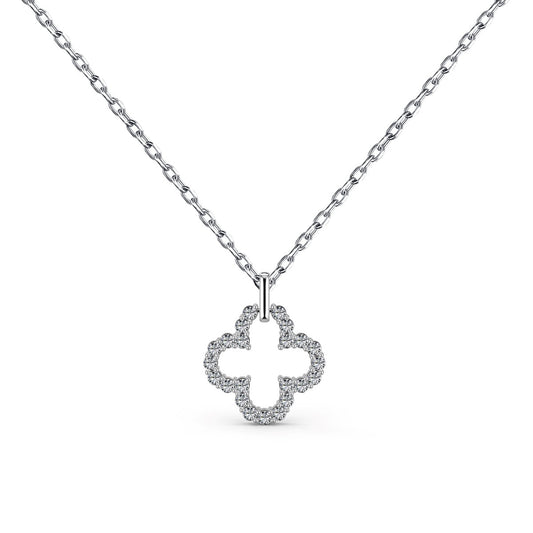 [Spark Jewelry]Four-Leaf Clover Hollow Design Exquisite Necklace