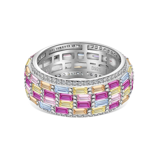 [Spark Jewelry]Radiant Colorful Radiant Cut Daily Ring
