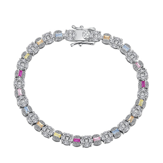 [Spark Jewelry]Dazzling Radiant Multi Cut Daily Bracelet