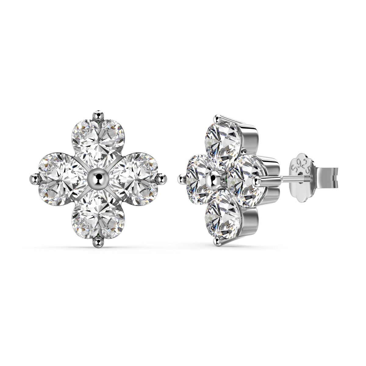 [Radiant Jewelry]Four-Leaf Clover Ball Earrings