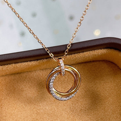 [Spark]TRINITY NECKLACE SILVER GOLD PINK GOLD DIAMONDS