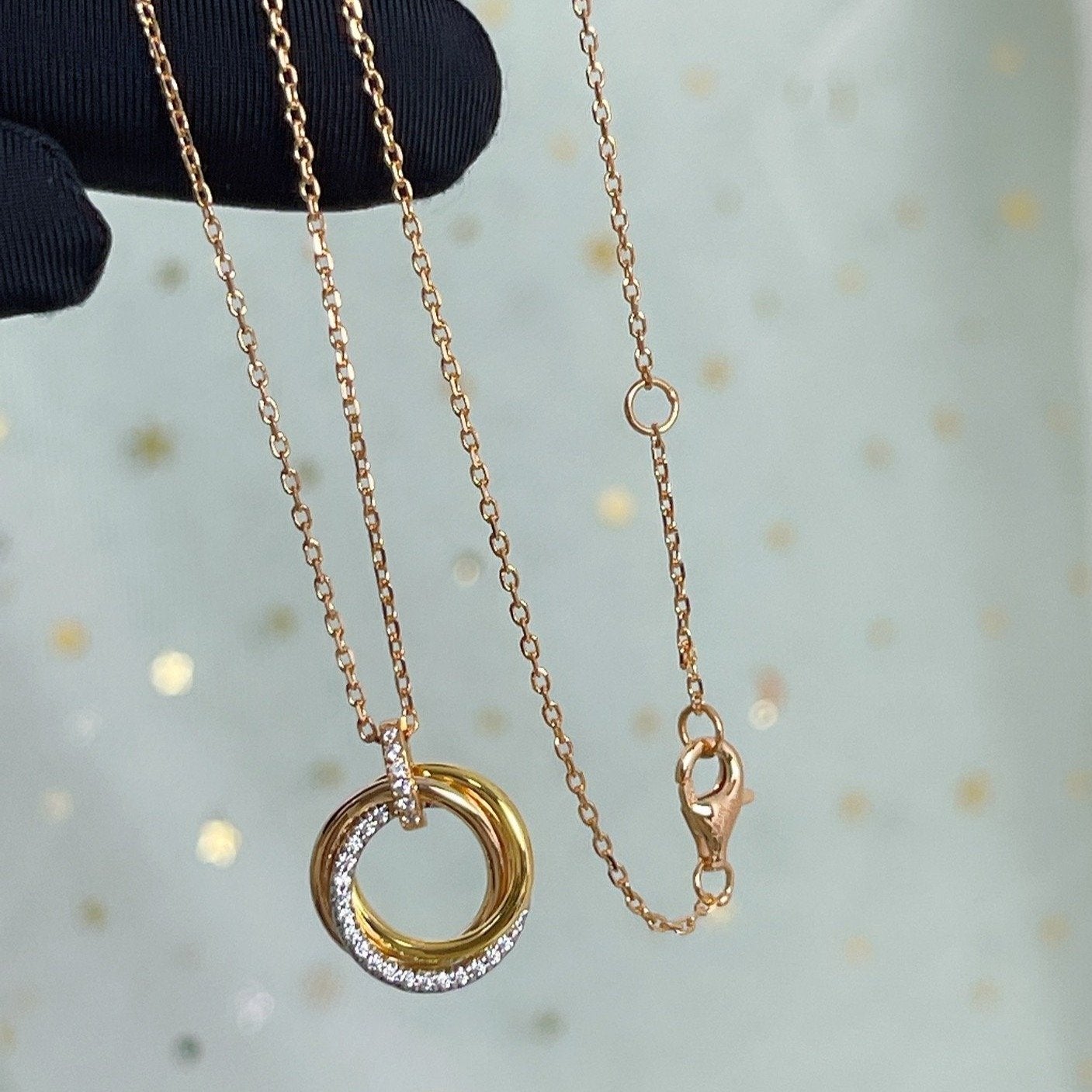 [Spark]TRINITY NECKLACE SILVER GOLD PINK GOLD DIAMONDS