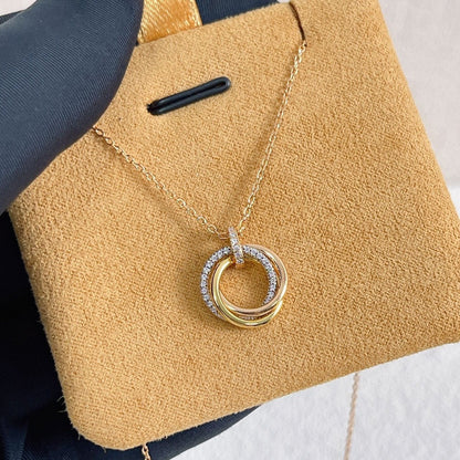 [Spark]TRINITY NECKLACE SILVER GOLD PINK GOLD DIAMONDS
