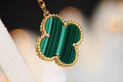 [Spark]CLOVER EARRINGS GOLD MALACHITE DIAMOND 3 MOTIF