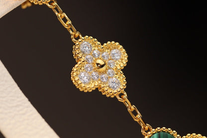 [Spark]CLOVER EARRINGS GOLD MALACHITE DIAMOND 3 MOTIF