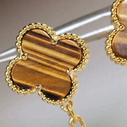 [Spark]CLOVER  2 MOTIF  TIGER EYE CARNELIAN EARRINGS