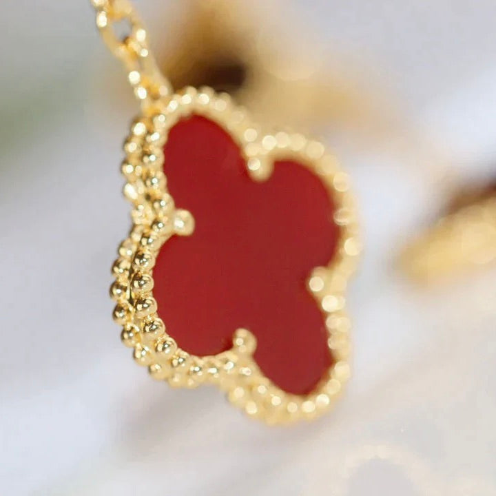 [Spark]CLOVER  2 MOTIF  TIGER EYE CARNELIAN EARRINGS
