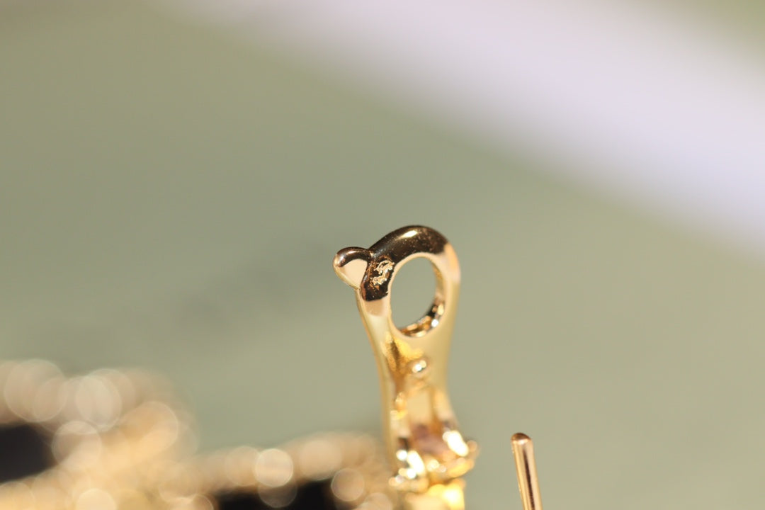 [Spark]CLOVER EARRINGS GOLD ONYX MOP 3 MOTIF