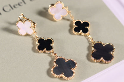[Spark]CLOVER EARRINGS GOLD ONYX MOP 3 MOTIF