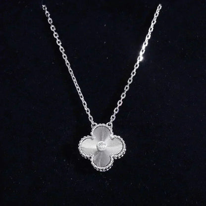 [Spark]CLOVER  15MM DIAMOND LASER NECKLACE SILVER