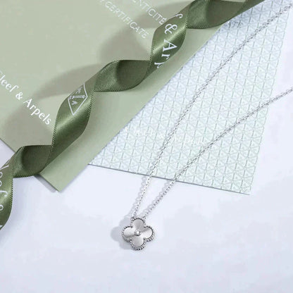 [Spark]CLOVER  15MM DIAMOND LASER NECKLACE SILVER