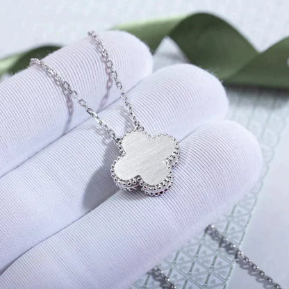 [Spark]CLOVER  15MM DIAMOND LASER NECKLACE SILVER