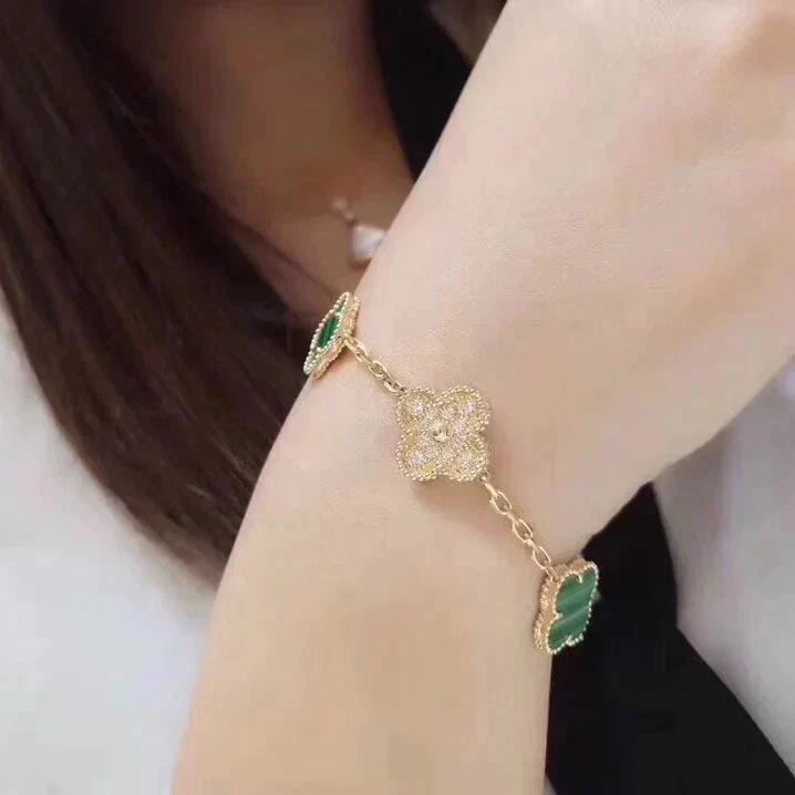 [Spark] CLOVER 5 MOTIF MALACHITE BRACELET COLLECTION