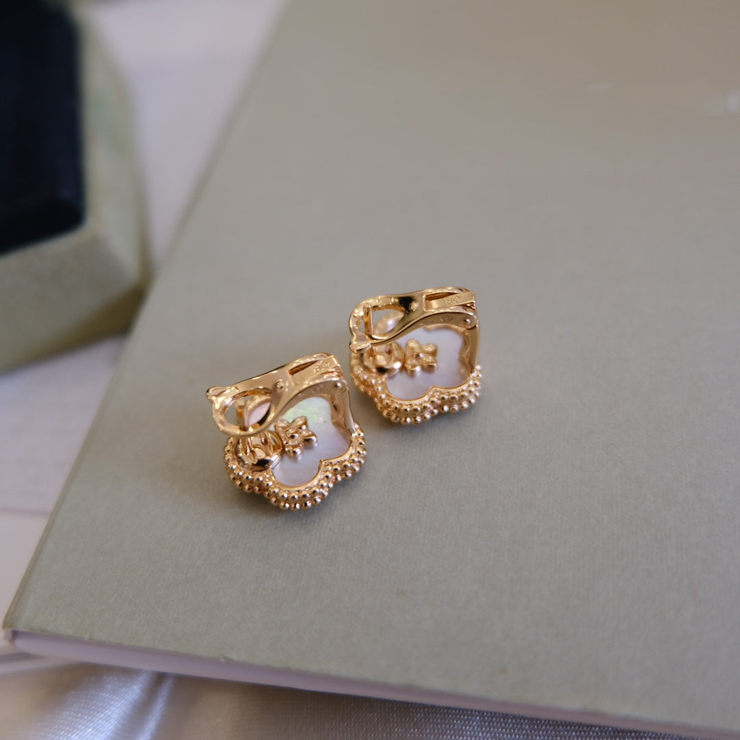 [Spark]LUCKY PINK GOLD WHITE MOP EARRINGS