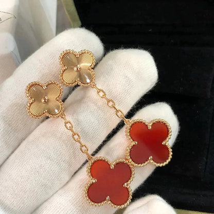 [Spark]CLOVER 2 MOTIF  LASER CARNELIAN EARRINGS