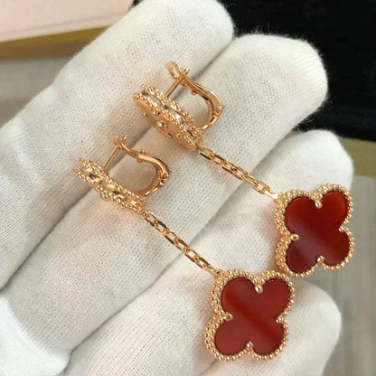 [Spark]CLOVER 2 MOTIF  LASER CARNELIAN EARRINGS