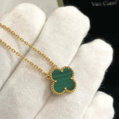[Spark]CLOVER 15MM MALACHITE SINGLE FLOWER  NECKLACE