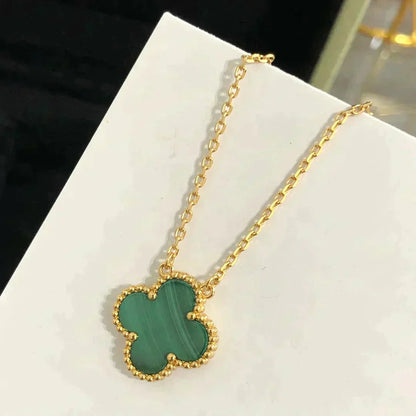 [Spark]CLOVER 15MM MALACHITE SINGLE FLOWER  NECKLACE