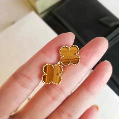[Spark]CLOVER MEDIUM 1 MOTIFS TIGER EYE EARRINGS