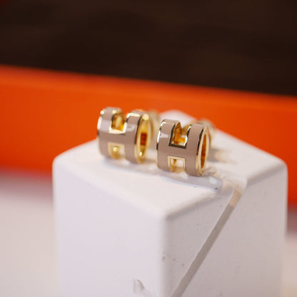 [Spark]MINI POP H GOLD EARRINGS GREY
