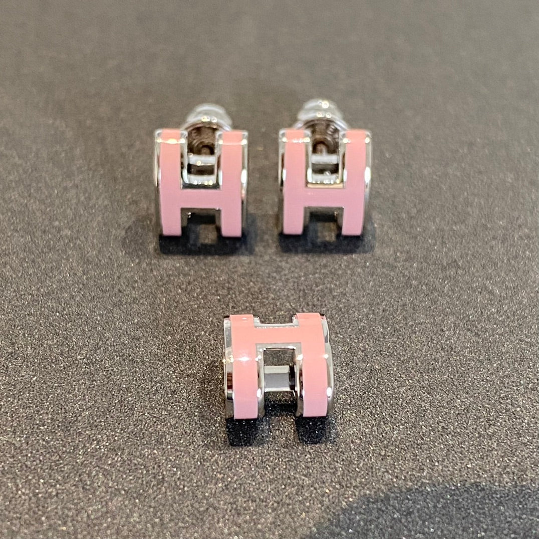 [Spark]MINI POP H SILVER EARRINGS PINK