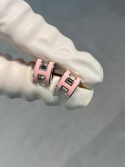 [Spark]MINI POP H SILVER EARRINGS PINK