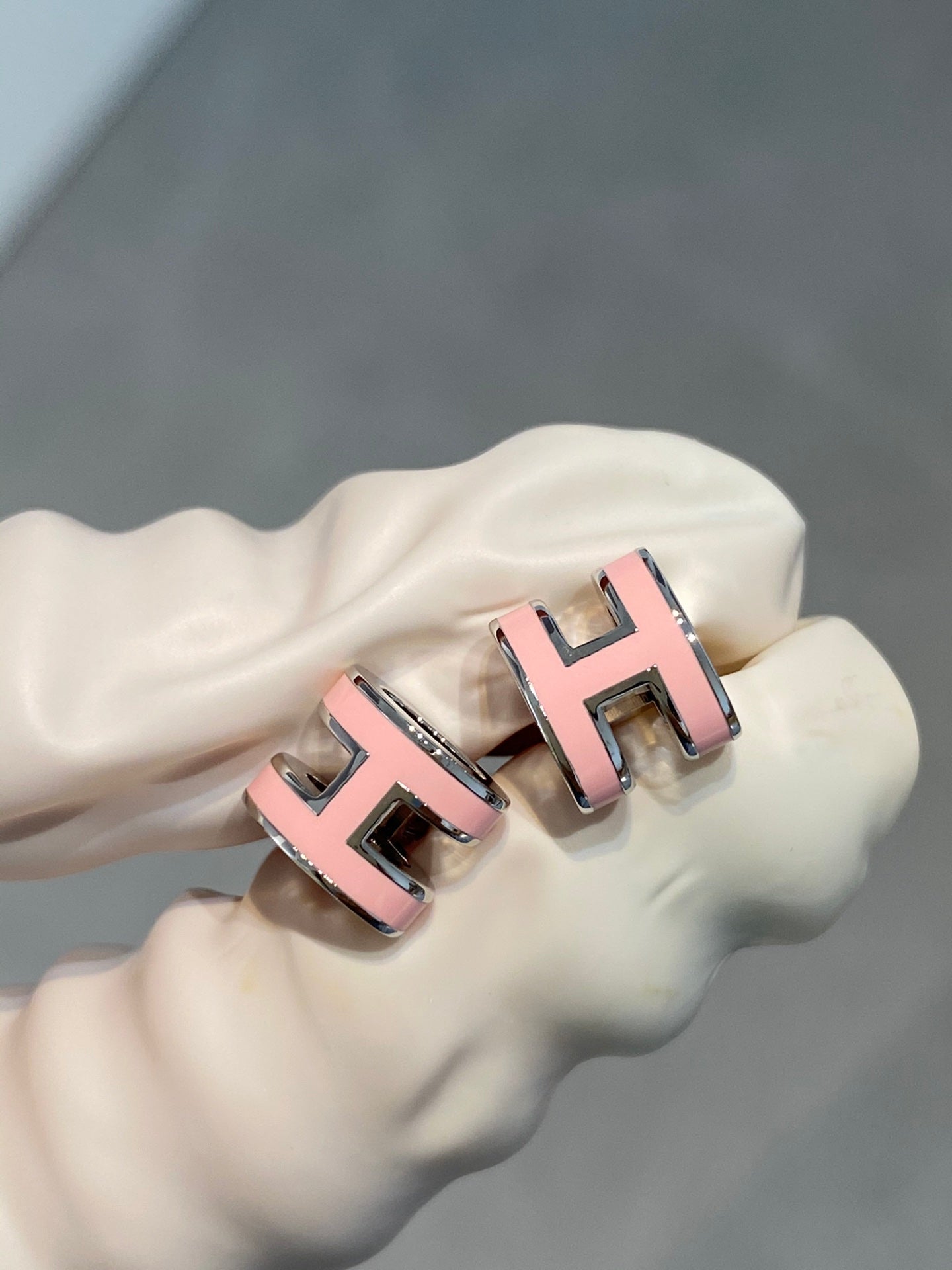[Spark]MINI POP H SILVER EARRINGS PINK