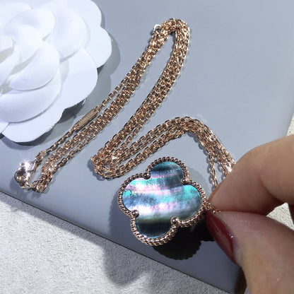 [Spark]CLOVER 25MM GOLD DARK MOP BIG CLOVER NECKLACE