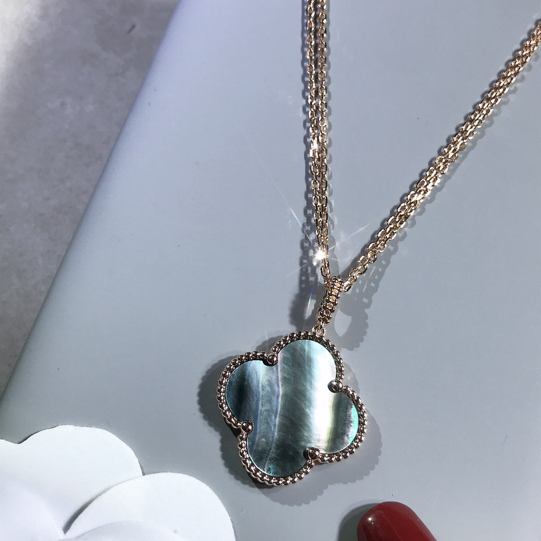 [Spark]CLOVER 25MM GOLD DARK MOP BIG CLOVER NECKLACE