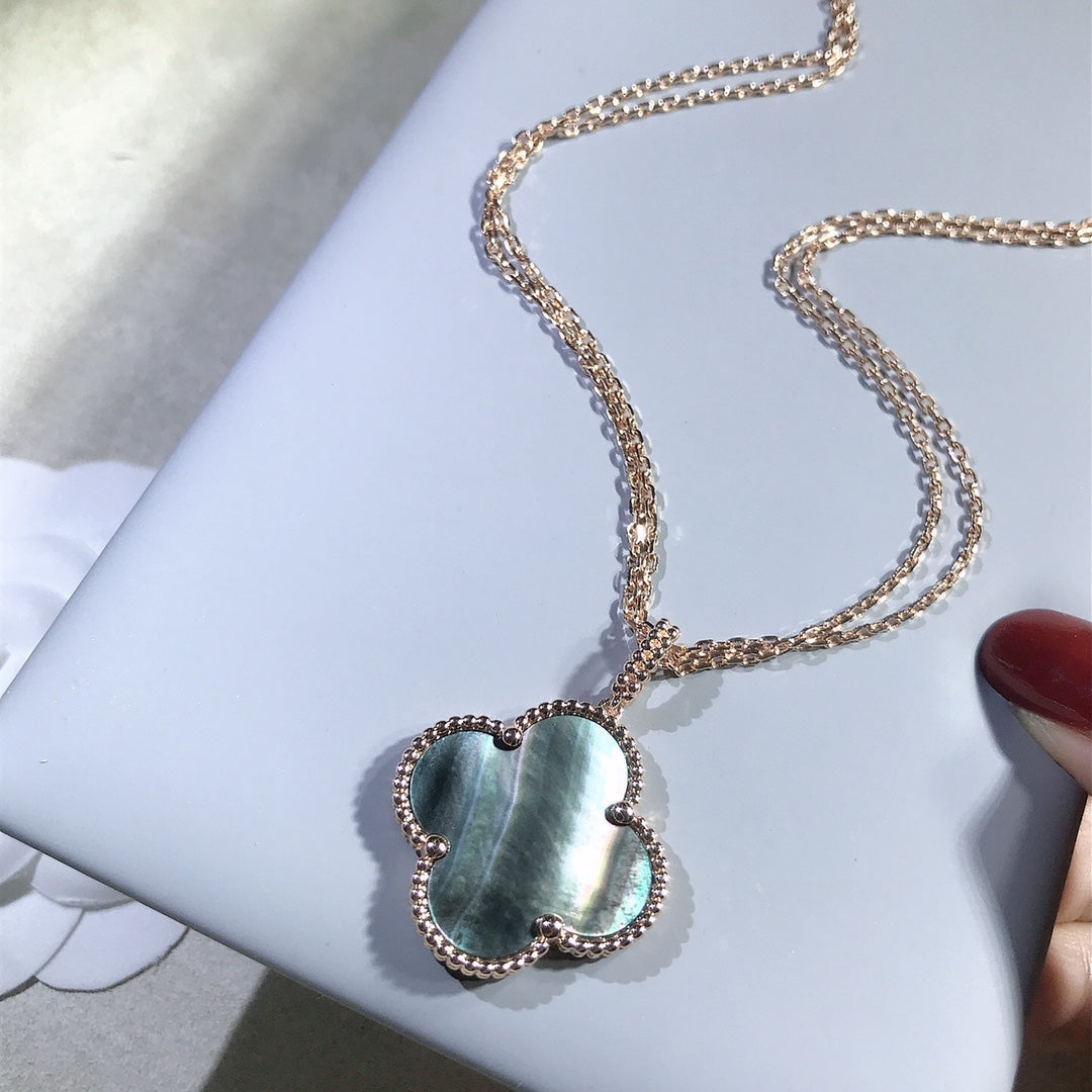 [Spark]CLOVER 25MM GOLD DARK MOP BIG CLOVER NECKLACE