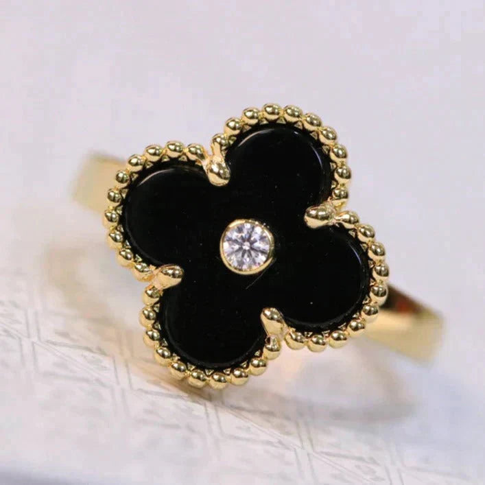 [Spark]CLOVER ONYX RING GOLD DIAMOND
