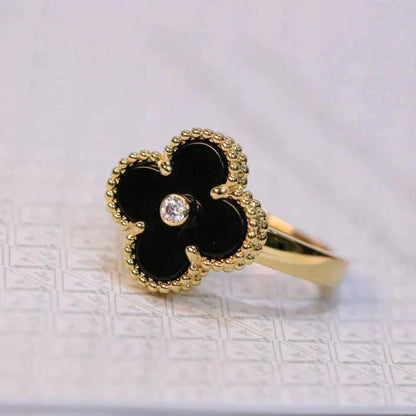 [Spark]CLOVER ONYX RING GOLD DIAMOND