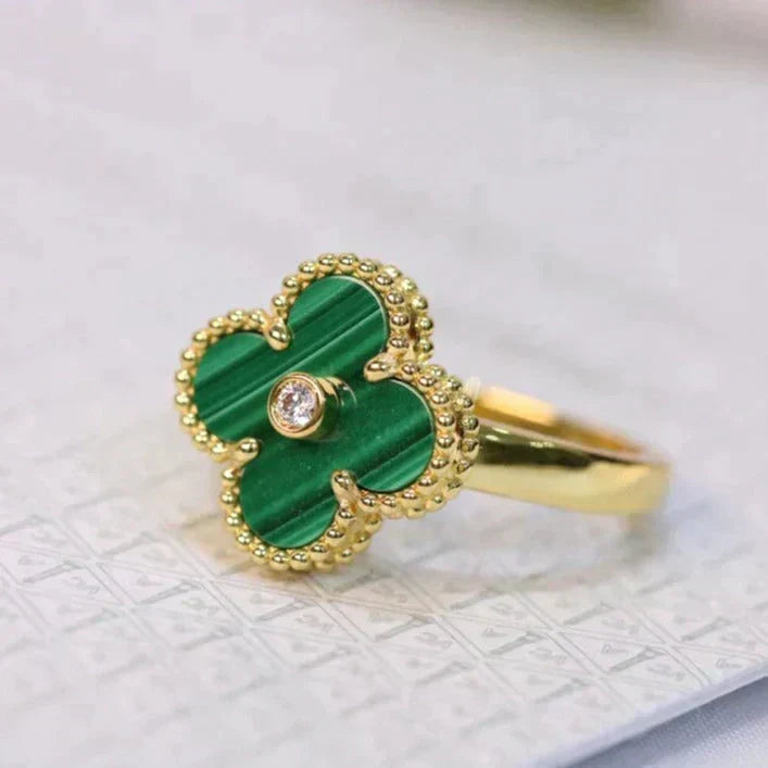 [Spark]CLOVER MALACHITE RING GOLD DIAMOND