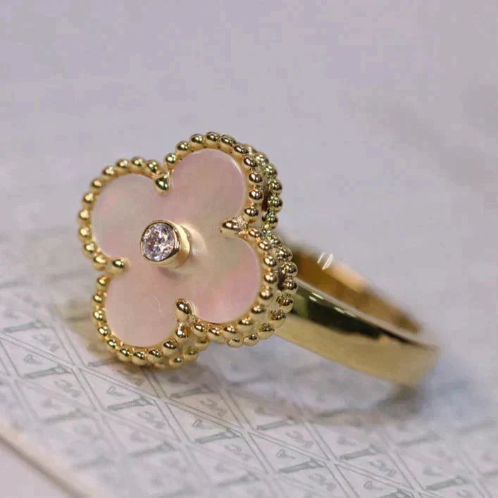 [Spark]CLOVER PINK MOP RING GOLD DIAMOND