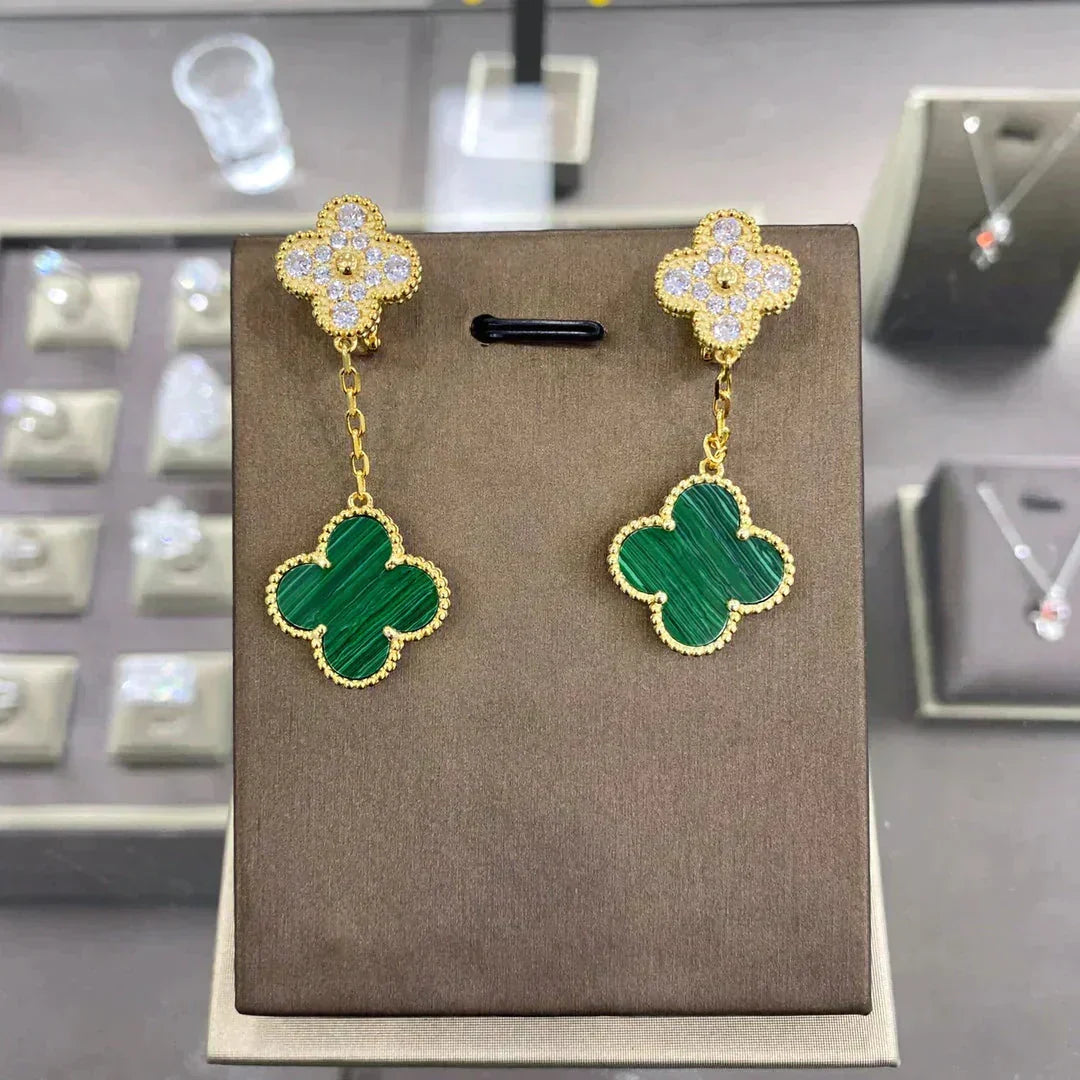 [Spark]CLOVER  2 MOTIFS  DIAMOND  EARRINGS (MULTIPLE CHOICESç´