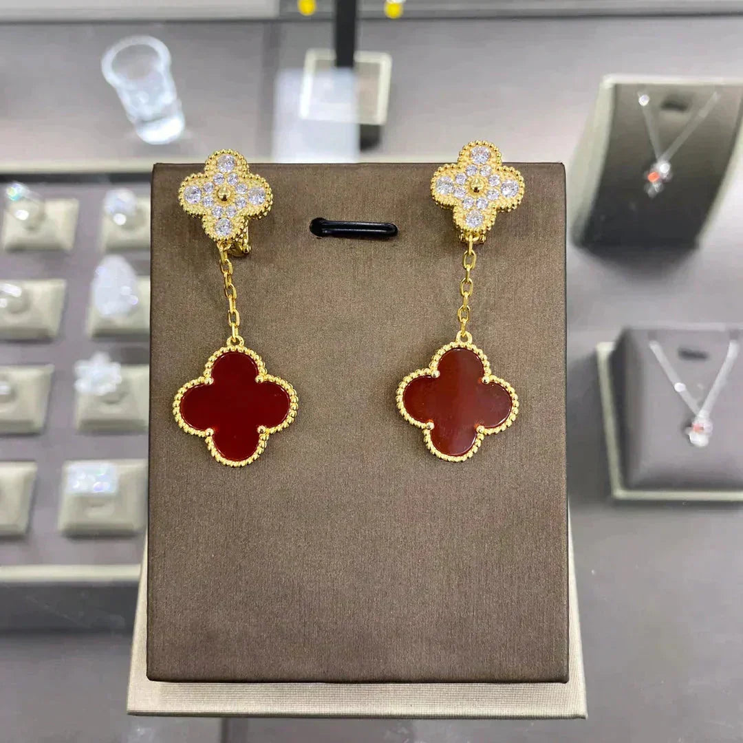 [Spark]CLOVER  2 MOTIFS  DIAMOND  EARRINGS (MULTIPLE CHOICESç´