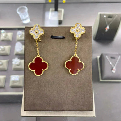 [Spark]CLOVER  2 MOTIFS  DIAMOND  EARRINGS (MULTIPLE CHOICESç´