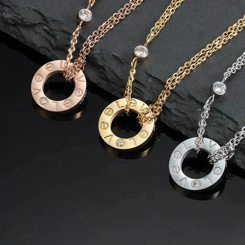 [Spark]LOVE NECKLACE 16MM 2 DIAMONDS
