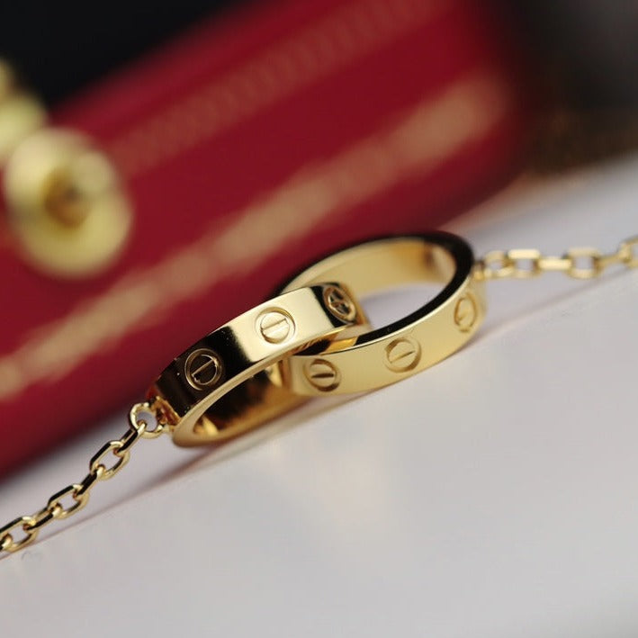 [Spark]LOVE NECKLACE DOUBLE RING GOLD
