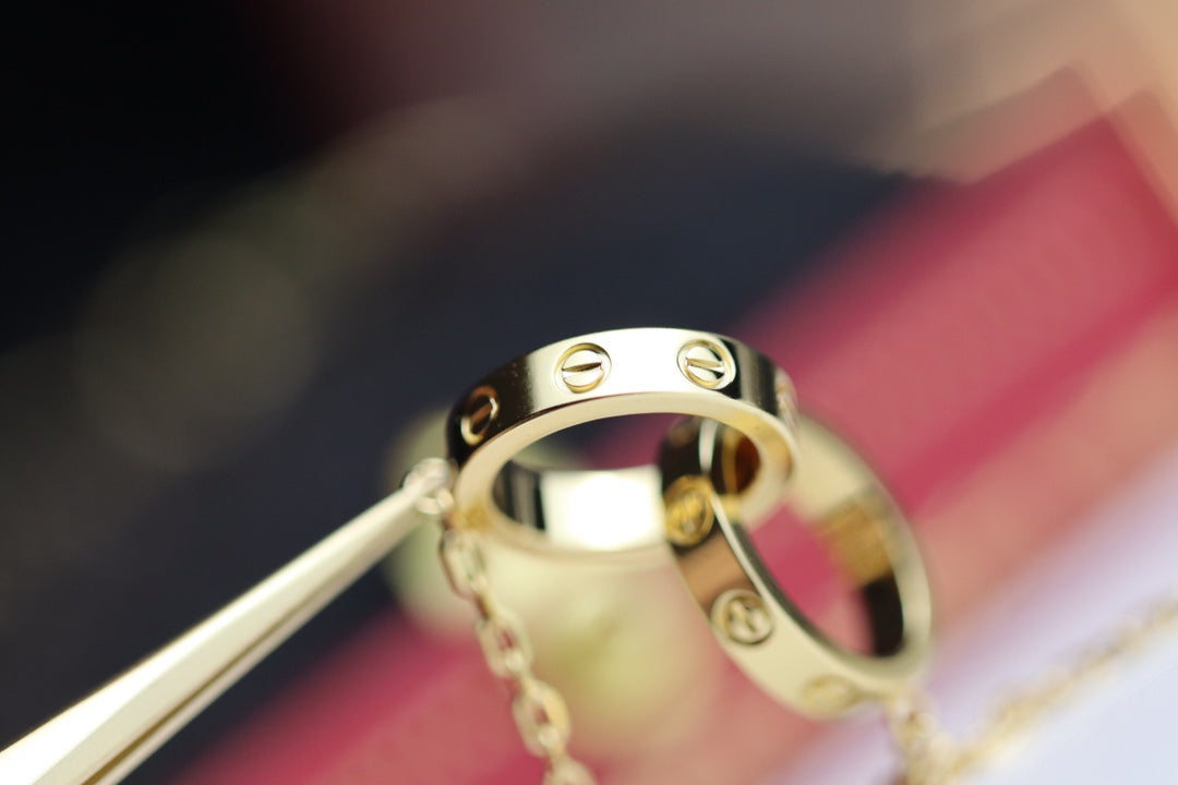 [Spark]LOVE NECKLACE DOUBLE RING GOLD