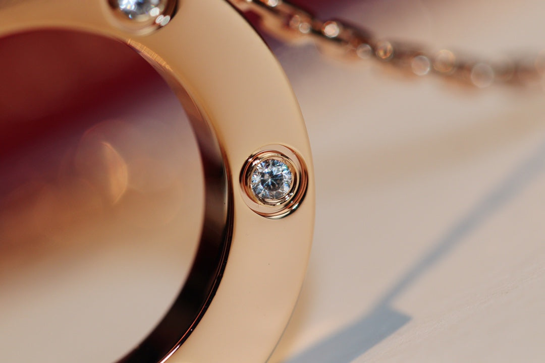 [Spark]LOVE NECKLACE 16MM 6 DIAMONDS PINK GOLD
