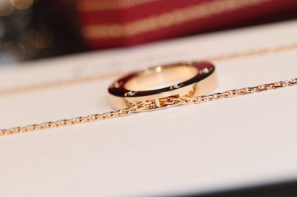 [Spark]LOVE NECKLACE 16MM 6 DIAMONDS PINK GOLD