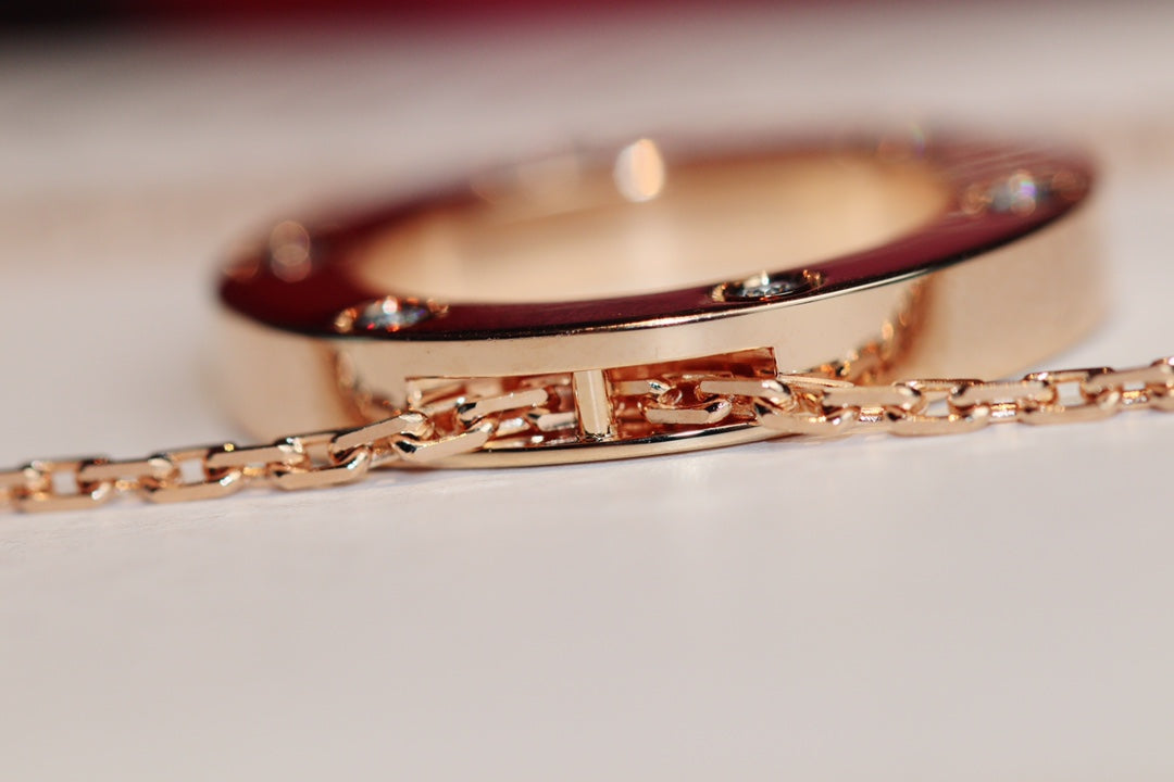 [Spark]LOVE NECKLACE 16MM 6 DIAMONDS PINK GOLD