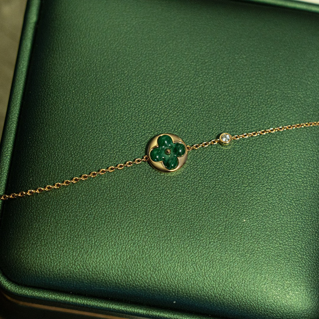[Spark]SUN MALACHITE 1 DIAMOND PINK GOLD BRACELET