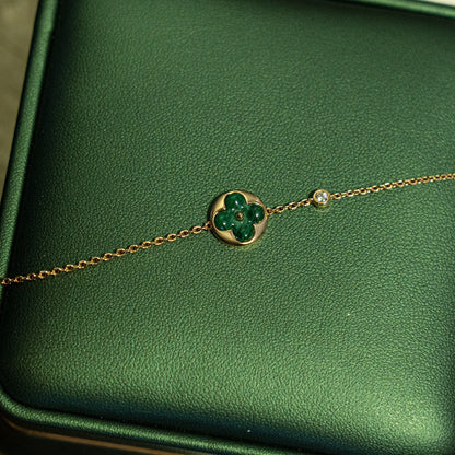 [Spark]SUN MALACHITE 1 DIAMOND PINK GOLD BRACELET